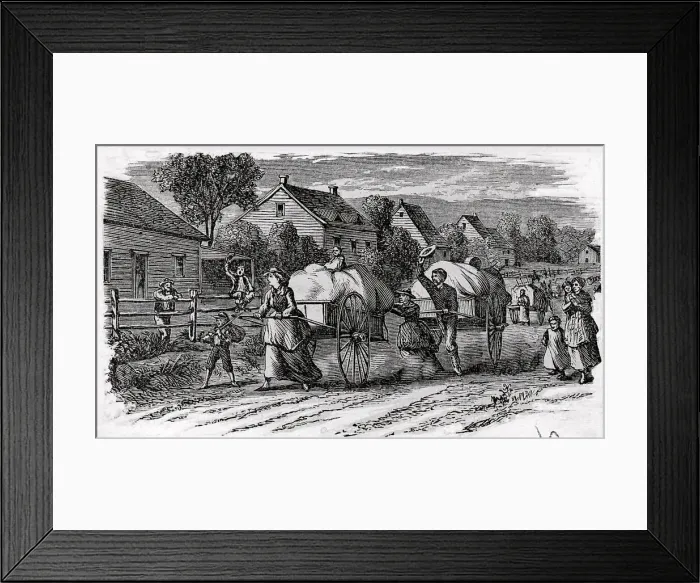 Framed Print : Families Traveling W / Hand-Pulled Carts Framed Print : Families Traveling W / Hand-Pulled Carts