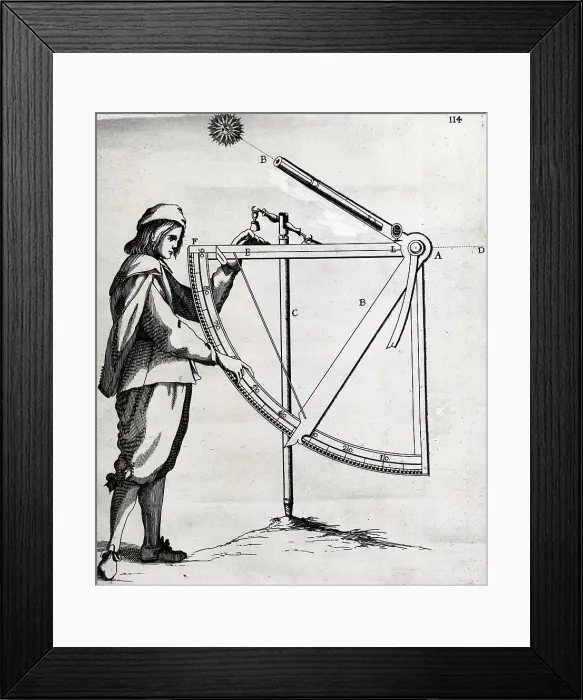 Framed Print : Illustration of a Man Using a Large Sextant Framed Print : Illustration of a Man Using a Large Sextant
