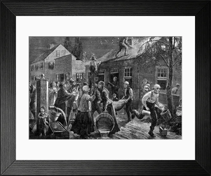 Framed Print : Villagers Fighting Threat Of Fire Framed Print : Villagers Fighting Threat Of Fire