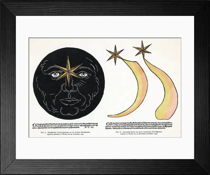 Framed Print : Woodcut Of The Moon Framed Print : Woodcut Of The Moon