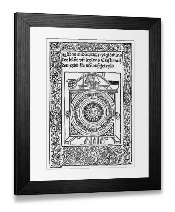 Framed Print : Page Illus Of Round Calendar W / Sun Ctr Framed Print : Page Illus Of Round Calendar W / Sun Ctr