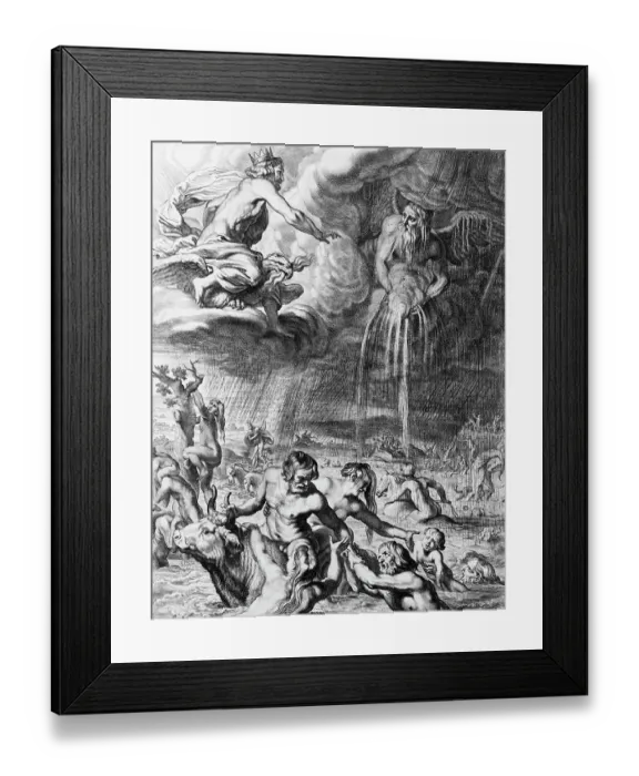 Framed Print : Men Try To Escape Flood Caused By Zeus Framed Print : Men Try To Escape Flood Caused By Zeus