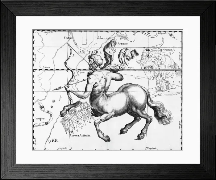 Framed Print : Engraving Of Constellation Sagittarius Framed Print : Engraving Of Constellation Sagittarius