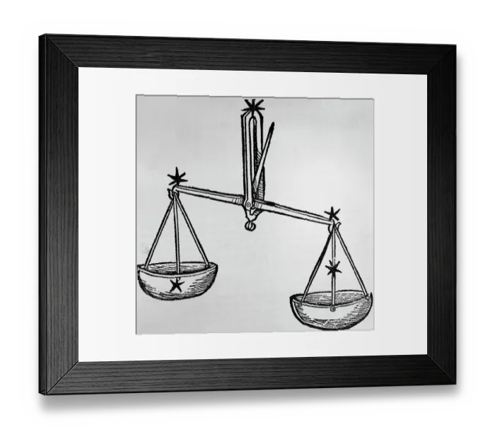 Framed Print : Depiction Of Zodiac Sign Libra; Scales Framed Print : Depiction Of Zodiac Sign Libra; Scales