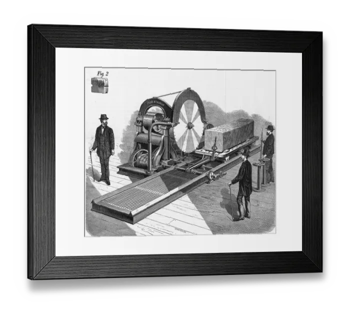 Framed Print : Illus. Of Diamond Stone Sawing Machine Framed Print : Illus. Of Diamond Stone Sawing Machine
