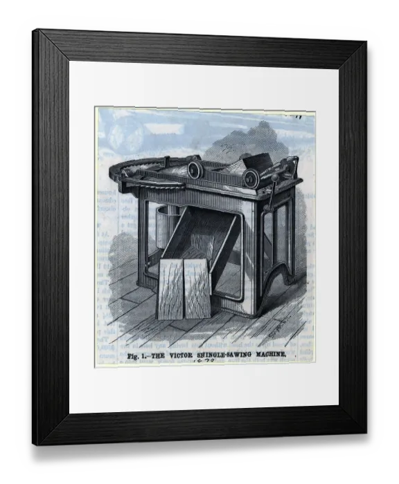 Framed Print : Victor Shingle-Sawing Machine--Illus Framed Print : Victor Shingle-Sawing Machine--Illus
