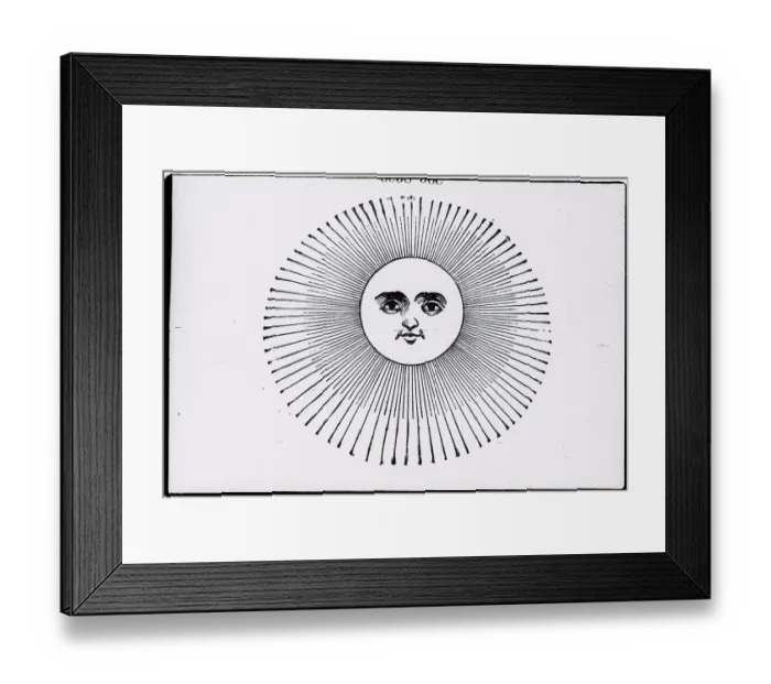 Framed Print : Woodcut Of The Sun And Its Rays; Face Framed Print : Woodcut Of The Sun And Its Rays; Face