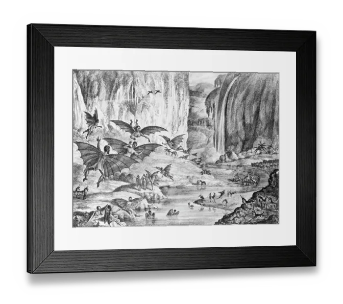 Framed Print : Lith. Of Herschel'S Flying Moon Animals Framed Print : Lith. Of Herschel'S Flying Moon Animals