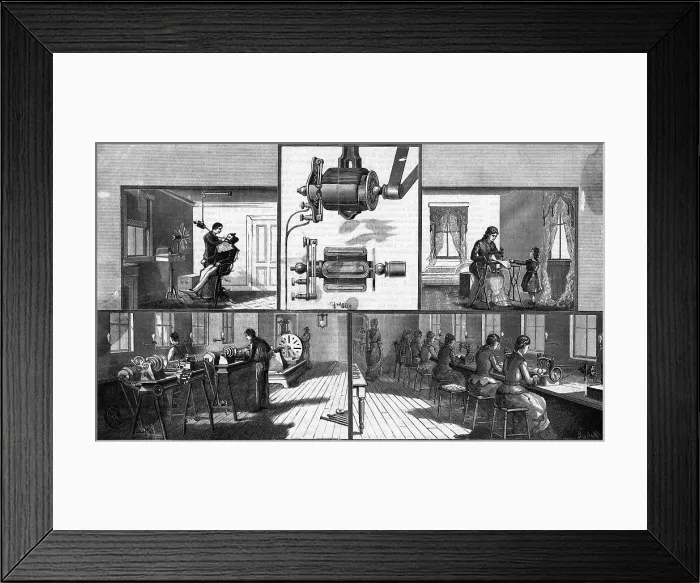Framed Print : Illustrations Showing Uses Of Electric Motor Framed Print : Illustrations Showing Uses Of Electric Motor