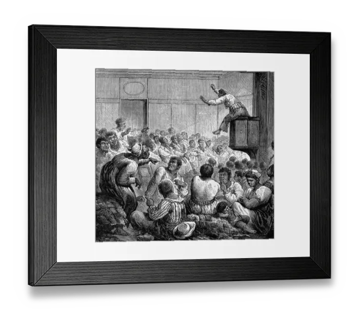 Framed Print : Illustration Of Revival Meeting Framed Print : Illustration Of Revival Meeting