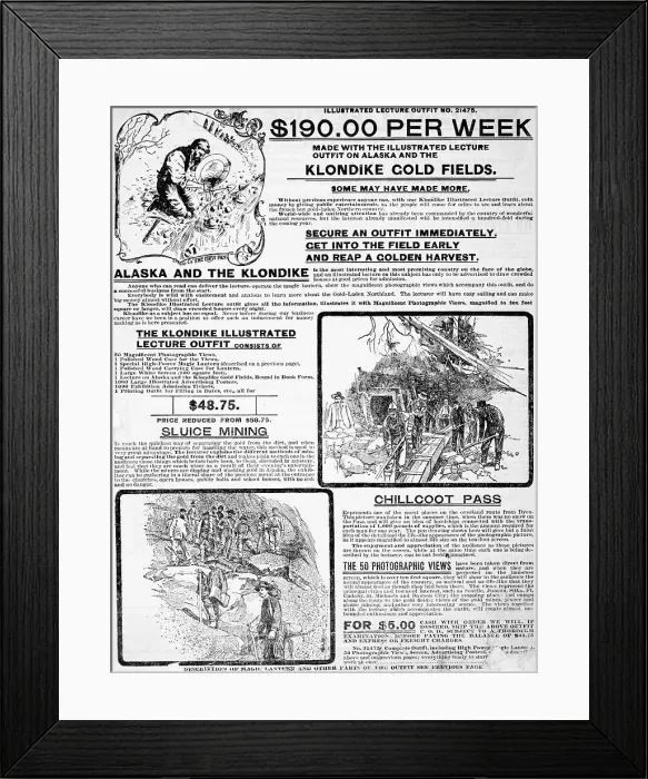 Framed Print : Catalog Ad For Gold Rush Lecture Outfit Framed Print : Catalog Ad For Gold Rush Lecture Outfit