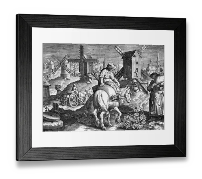 Framed Print : Engraving by Theodoor Galle After Windmills in Operation by Joannes Stradanus Framed Print : Engraving by Theodoor Galle After Windmills in Operation by Joannes Stradanus