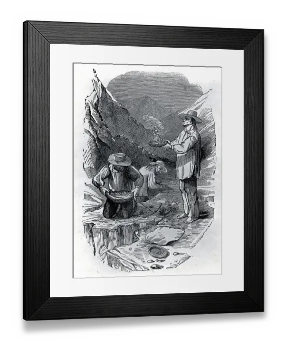 Framed Print : Sonorians Dry Washing Gold; Illustration