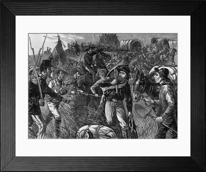 Framed Print : Illus.;Gold Seekers Halted By Mexicans Framed Print : Illus.;Gold Seekers Halted By Mexicans