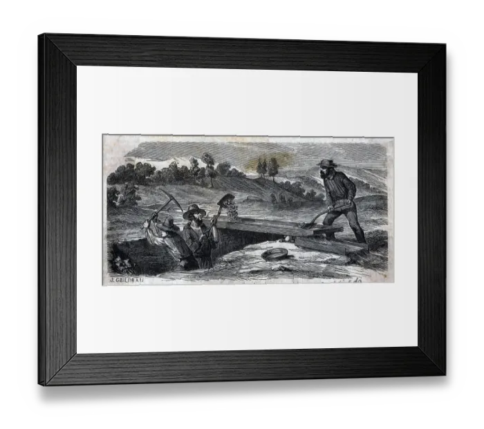 Framed Print : Workers Work On A Long Tom; Illust Framed Print : Workers Work On A Long Tom; Illust