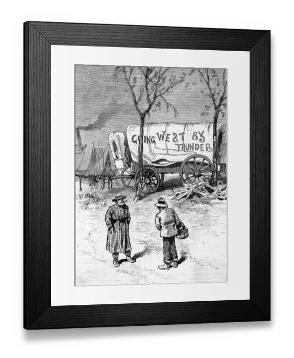 Framed Print : Illust.; Camp Of Men Going West; Wagon Framed Print : Illust.; Camp Of Men Going West; Wagon