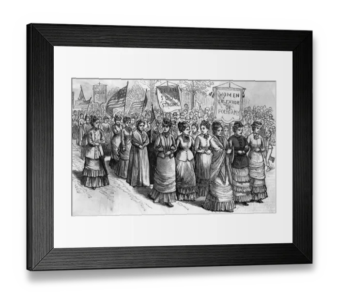 Framed Print : Women Marching In Favor Of Polygamy Illu Framed Print : Women Marching In Favor Of Polygamy Illu