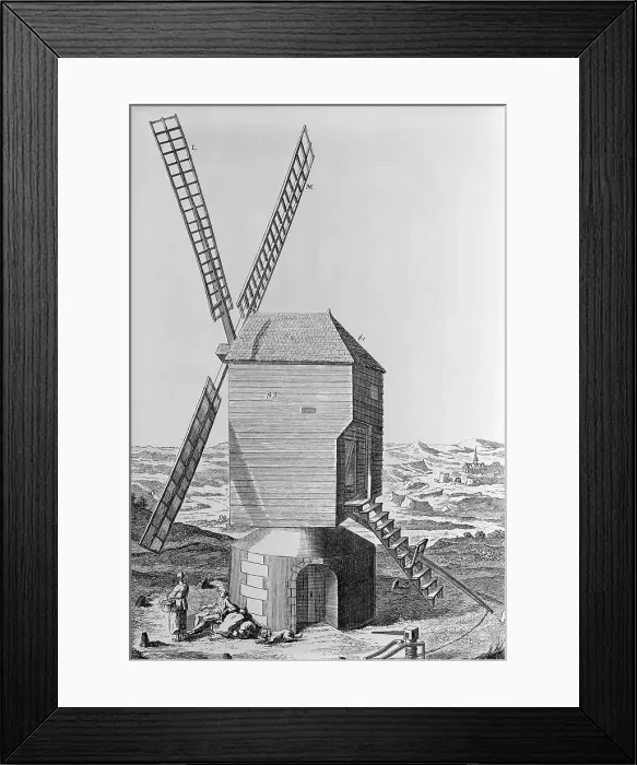 Framed Print : Revolving Windmill & Building Holland Framed Print : Revolving Windmill & Building Holland