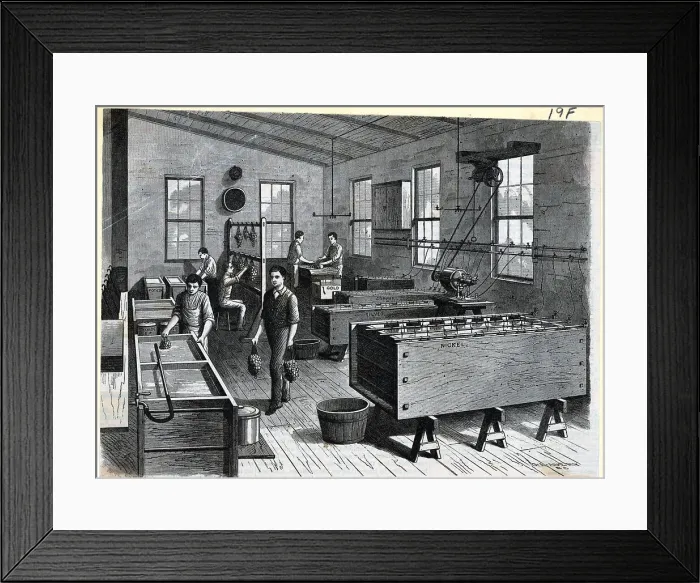 Framed Print : Illus;Workers In Electro-Plating Factory Framed Print : Illus;Workers In Electro-Plating Factory
