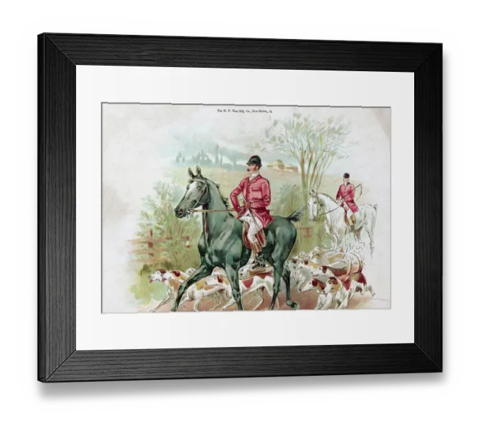 Framed Print : Advertising Calendar W / Fox Hunt Illus Framed Print : Advertising Calendar W / Fox Hunt Illus
