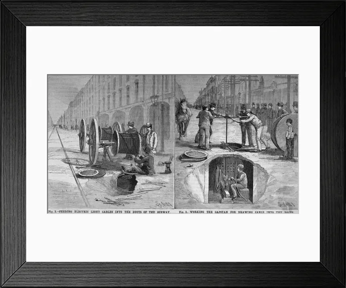 Framed Print : Feeding Electric Light Cable Into Subway Framed Print : Feeding Electric Light Cable Into Subway