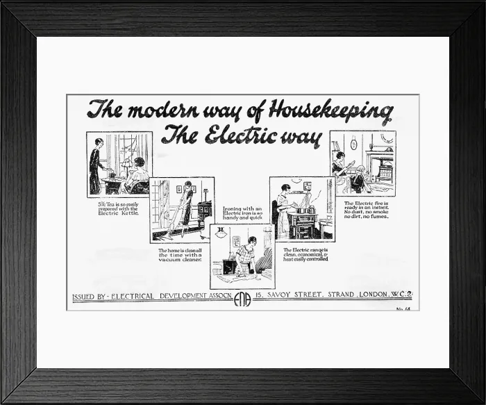 Framed Print : Illust. Of Housekeeping W / Electricity Framed Print : Illust. Of Housekeeping W / Electricity