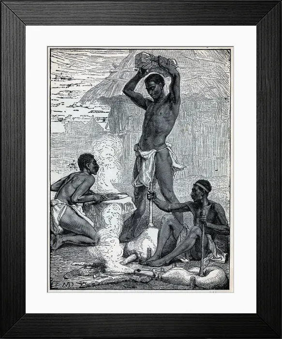 Framed Print : Illus. Entitled Native Blacksmiths