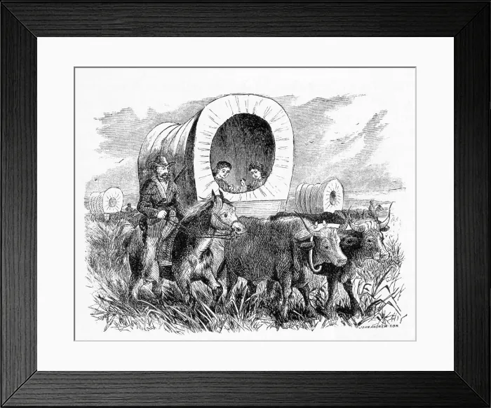 Framed Print : Illus.;Two Girls Play W / Doll In Wagon Framed Print : Illus.;Two Girls Play W / Doll In Wagon