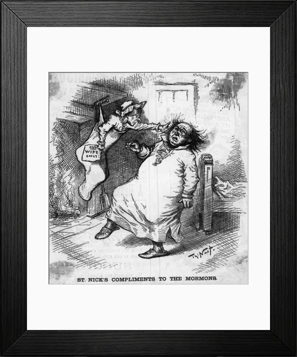 Framed Print : Woman Hitting Man on Head Claiming One Wife Only Framed Print : Woman Hitting Man on Head Claiming One Wife Only