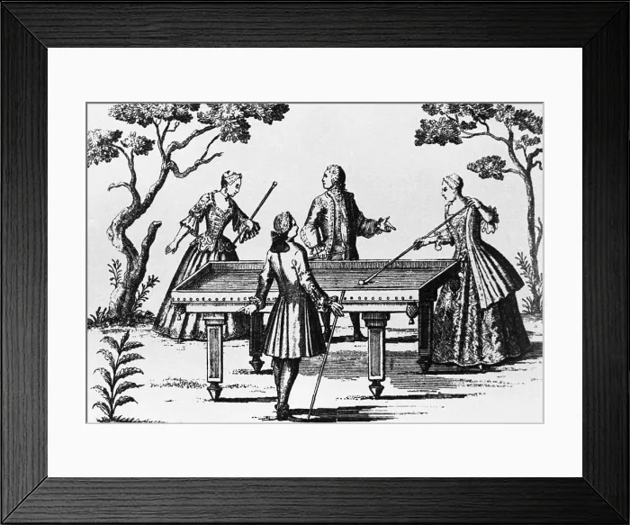 Framed Print : Illust. Of German Courtiers Playing Pool Framed Print : Illust. Of German Courtiers Playing Pool