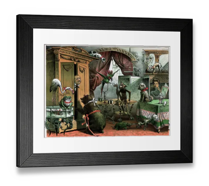 Framed Print : Grover Cleveland Surrounded By Animals Framed Print : Grover Cleveland Surrounded By Animals