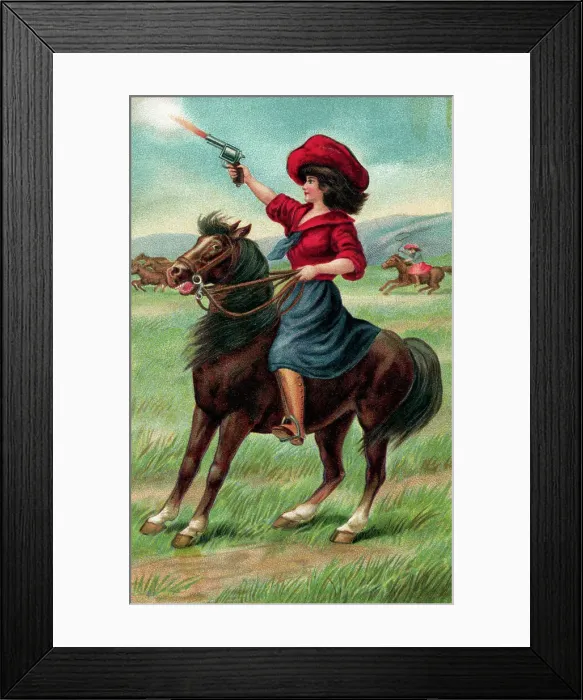 Framed Print : Illus. Of Annie Oakley On Horseback Framed Print : Illus. Of Annie Oakley On Horseback