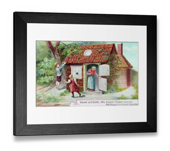 Framed Print : Illustration of Hansel And Gretel at Witch's Cottage Framed Print : Illustration of Hansel And Gretel at Witch's Cottage
