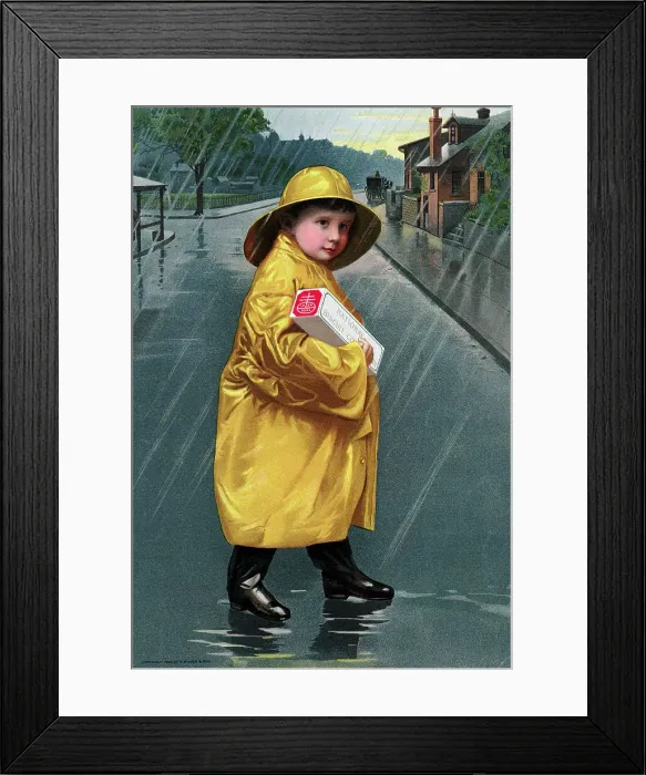 Framed Print : Illustration of a Little Boy Holding a Box of Biscuits Framed Print : Illustration of a Little Boy Holding a Box of Biscuits