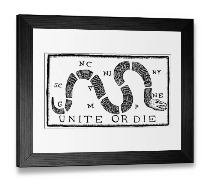 Framed Print : Unite Or Die American Revolutionary War Motto Framed Print : Unite Or Die American Revolutionary War Motto