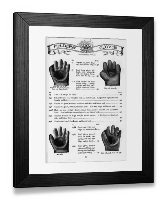 Framed Print : Catalog Page Showing Baseball Gloves Framed Print : Catalog Page Showing Baseball Gloves