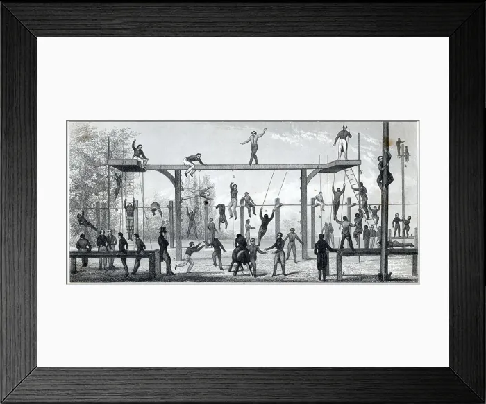 Framed Print : Illustration Of Men Excercising Framed Print : Illustration Of Men Excercising