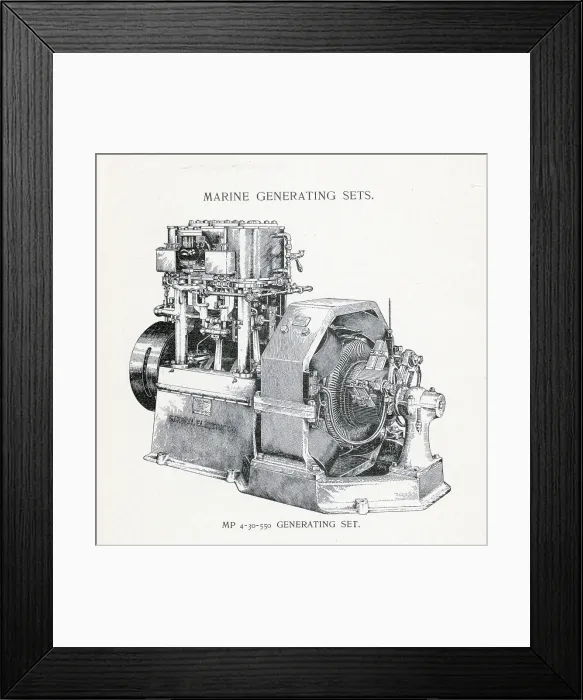 Framed Print : General Electric Marine Generator Illus Framed Print : General Electric Marine Generator Illus