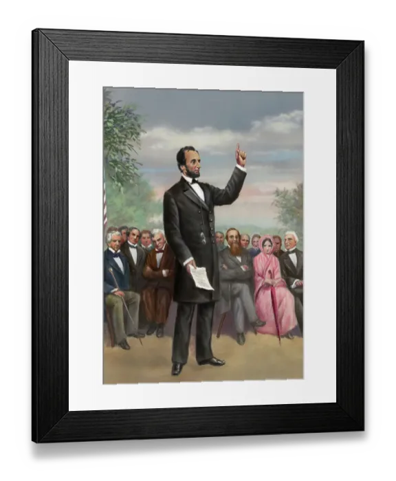 Framed Print : Illustration of Lincoln Giving the Gettysburg Address Framed Print : Illustration of Lincoln Giving the Gettysburg Address
