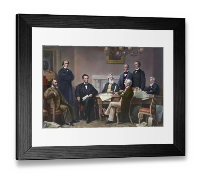 Framed Print : Illustration of Abraham Lincoln Reading the Emancipation Proclamation Before His Cabinet Members Framed Print : Illustration of Abraham Lincoln Reading the Emancipation Proclamation Before His Cabinet Members