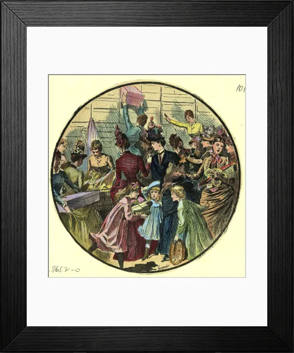 Framed Print : Crowd Of Women And Girls In Store Framed Print : Crowd Of Women And Girls In Store