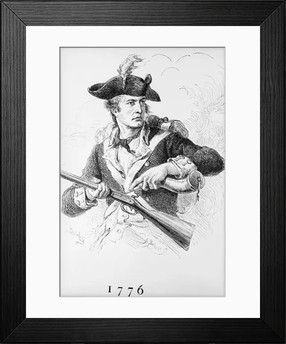 Framed Print : Soldier Of 1776 Filling Gun With Powder Framed Print : Soldier Of 1776 Filling Gun With Powder
