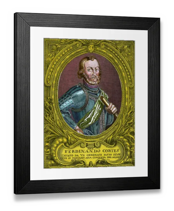 Framed Print : Ferdinando Cortes Engraving Framed Print : Ferdinando Cortes Engraving