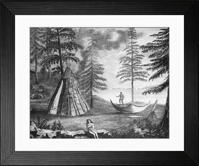 Framed Print : Illustration Showing Camp of Algonquins in New England Framed Print : Illustration Showing Camp of Algonquins in New England