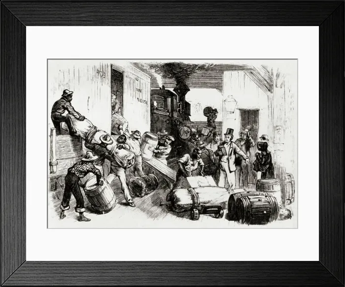 Framed Print : Group Unloading Supplies From Train Car Framed Print : Group Unloading Supplies From Train Car