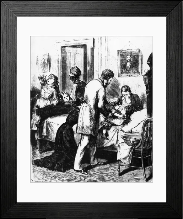 Framed Print : Children Surrounding Mother'S Death Bed Framed Print : Children Surrounding Mother'S Death Bed