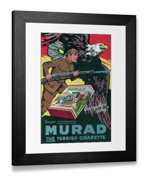 Framed Print : Murad Cigarette Ad with Soldier and Eagle