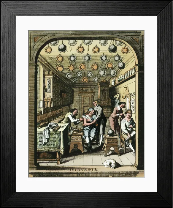 Framed Print : Barber-Surgeon In Office Bloodletting;Il Framed Print : Barber-Surgeon In Office Bloodletting;Il