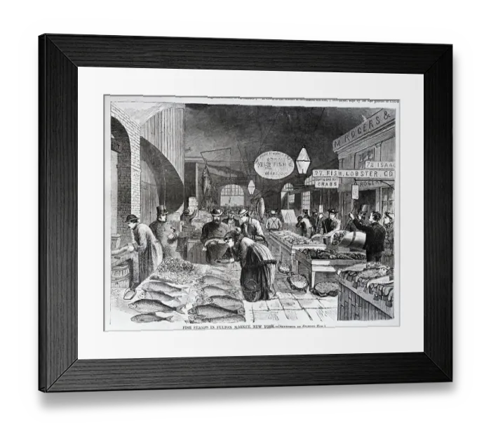 Framed Print : Illustration Of Fish Market Framed Print : Illustration Of Fish Market