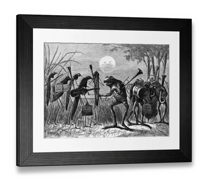 Framed Print : Engraving of Frog and Insect Musicians Framed Print : Engraving of Frog and Insect Musicians